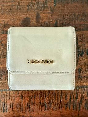 LUCA FERRI Beige Bifold Wallet with Gold Logo